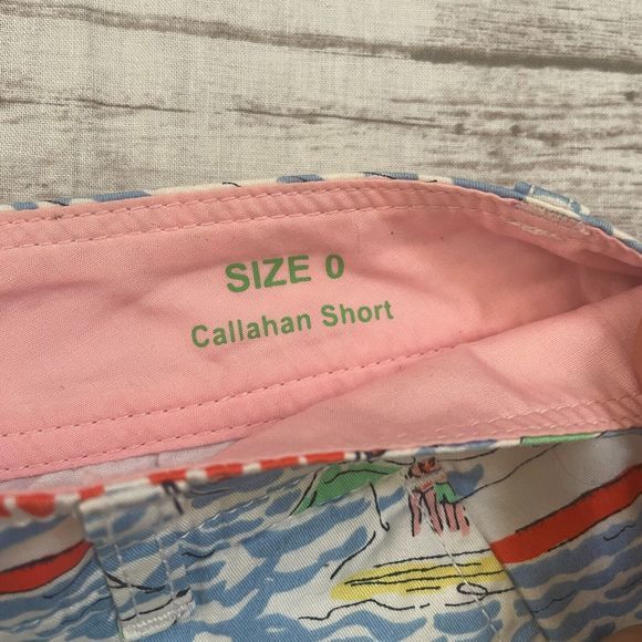 Lilly Pulitzer CALLAHAN Shorts GET NAUTI BLUE Nautical Sailboats Boats Size 0 - Picture 7 of 8